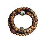 Star-and-moon bodhi seed and dzi bead necklace by LuckyWE