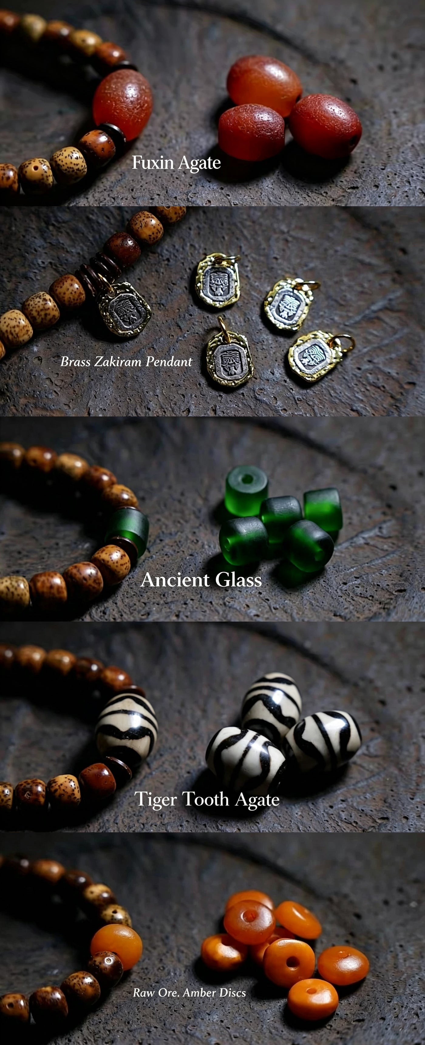 Star-and-Moon Bodhi Seed & Dzi Bead Necklace product detail