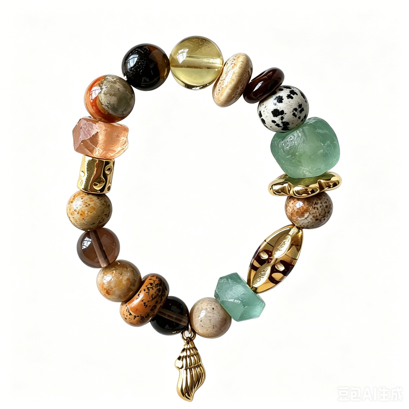 Natural stone beaded bracelet with shell charm by LuckyWE