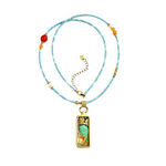 Gold-painted Green Tara thangka pendant by LuckyWE