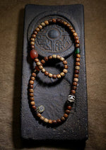 Star-and-Moon Bodhi Seed & Dzi Bead Necklace