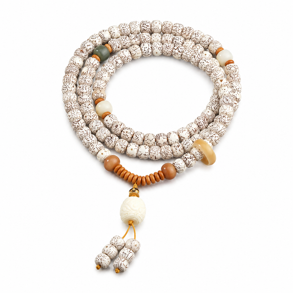 Star-and-moon bodhi seed prayer beads with tassel by LuckyWE