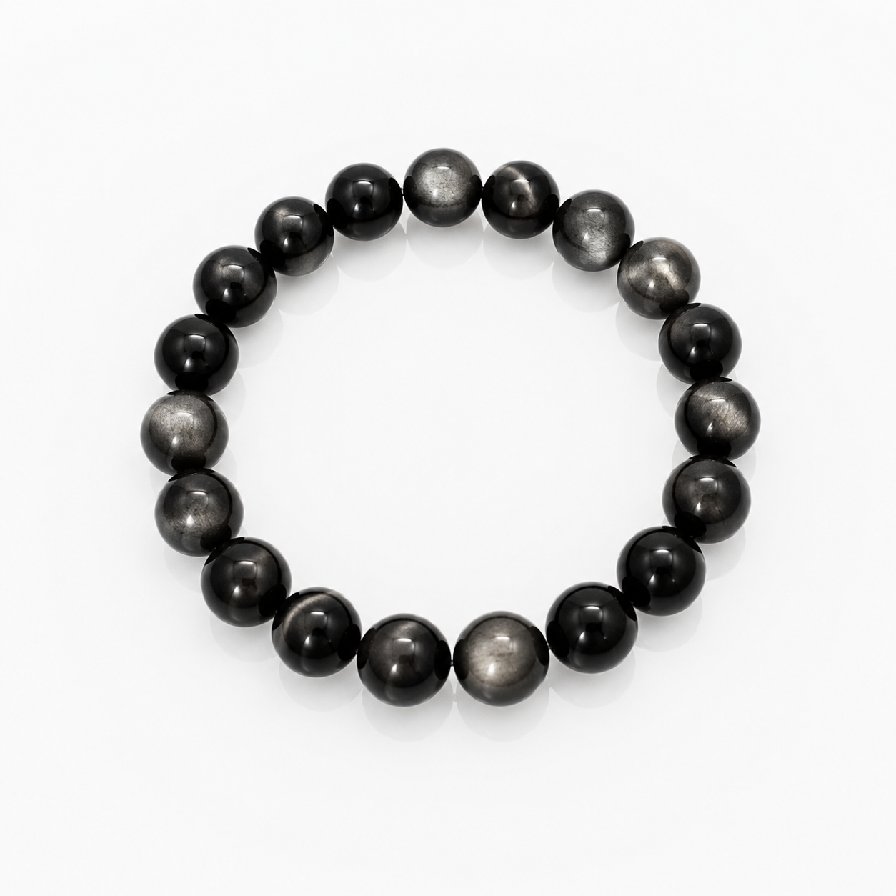 Silver Sheen Obsidian Bracelet – Versatile for Men and Women (Unisex/Couples); Offers Protection and Feng Shui Benefits; Wards Off Negative Energy. product detail