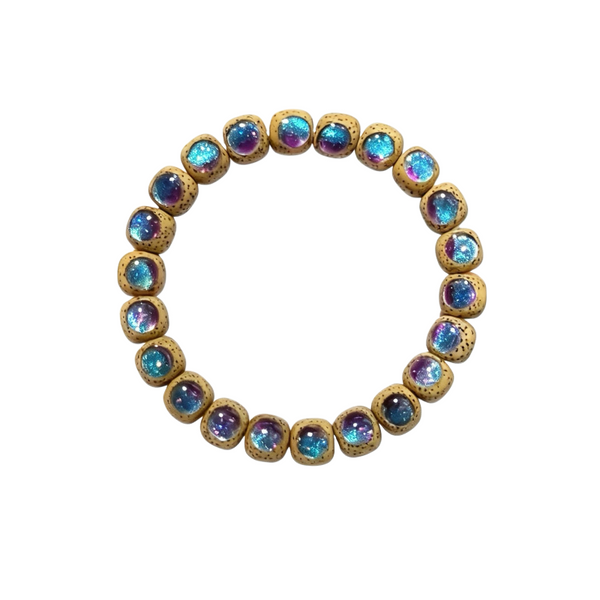 Deep Green Abalone Shell & Bodhi Seed Bracelet